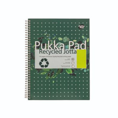 Pukka pad a4 wirebound card cover notebook recycled ruled 110 pages green (pack 3)