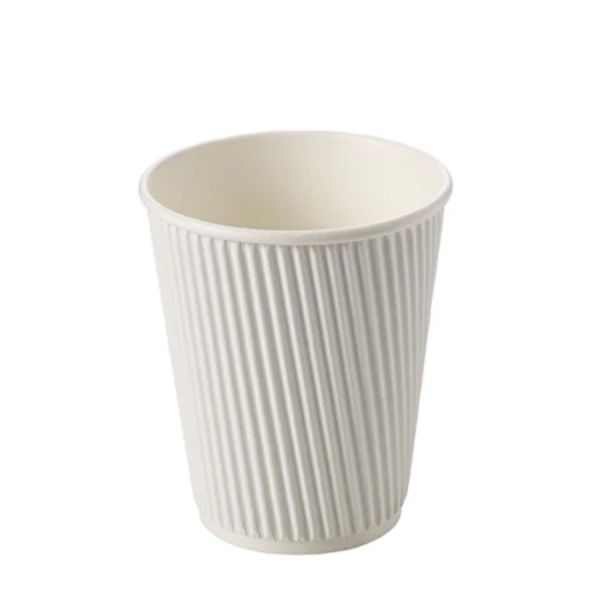12oz white ripple wall hot drink cup
