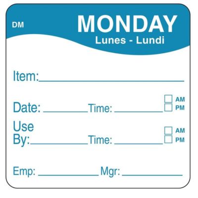 Monday removable 19mm day dot labels (roll/1,000)
