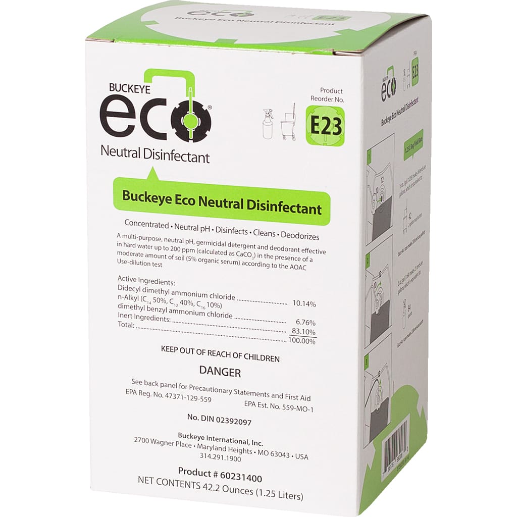 E23 neutral disinfectant cleaner - 4 x eco 1.25 litre bags