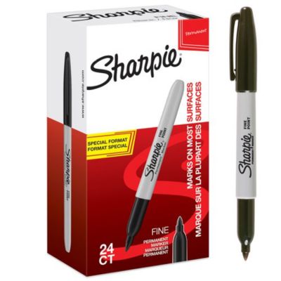 Sharpie permanent marker fine tip 0.9mm line black (pack 24) 