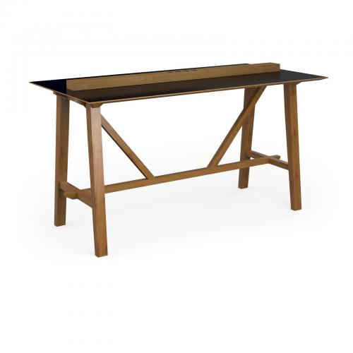 Crew poseur table 2000mm x 1000mm with oak leg frame and mdf top with chamfered edges - band a