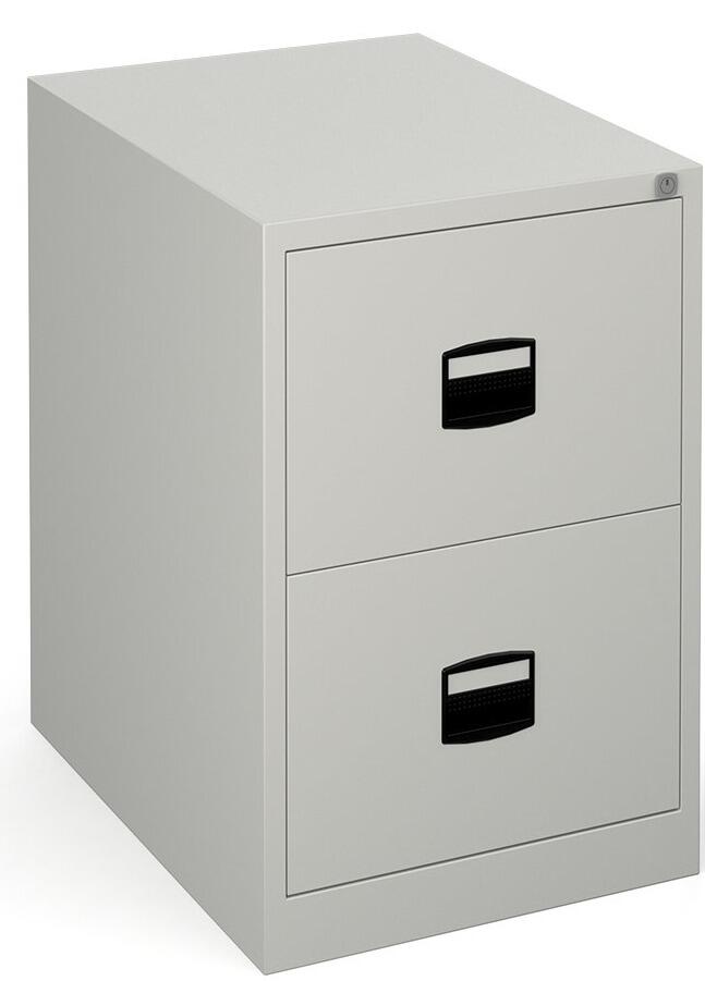 Steel 2 drawer contract filing cabinet 711mm high - goose grey
