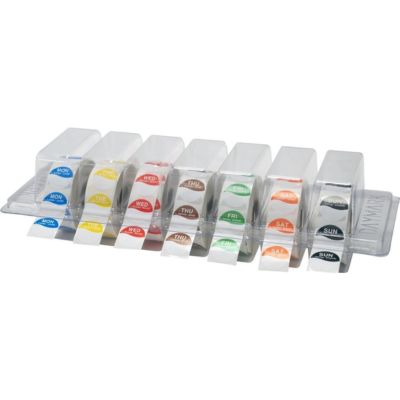 Day of the week dot label set in disposable dispenser 7 x 1000