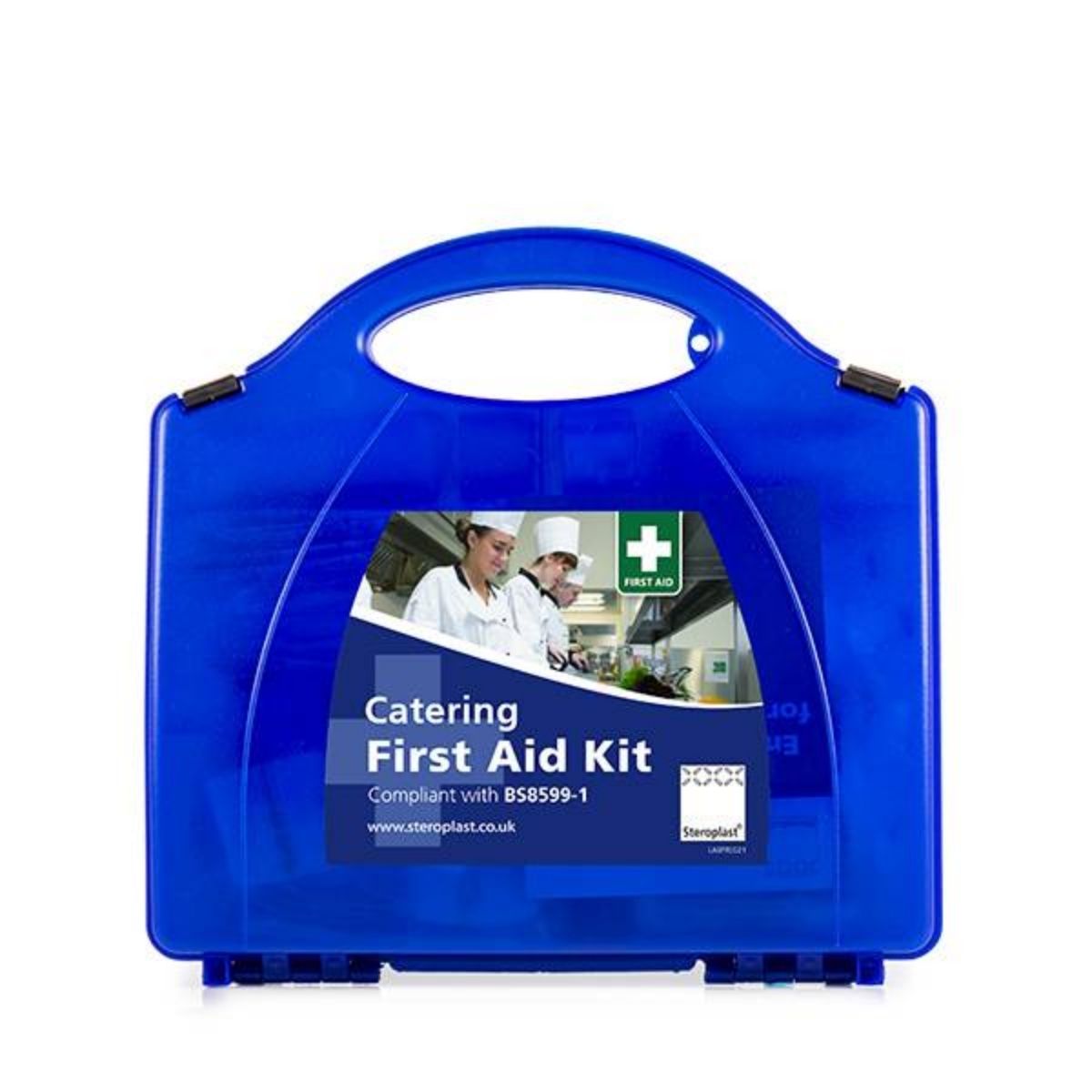 Bs8599-1 medium workplace catering first aid kit - in medium integral aura box green/blue