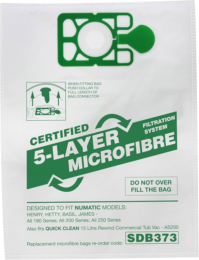 Microfibre bags numatic 160/180/200/240 series - pack of 10