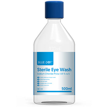 500ml blue dot eye wash solution in round bottle (each)