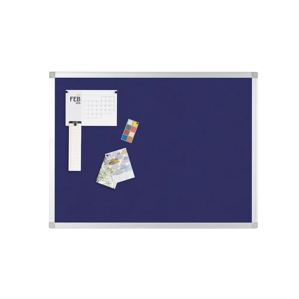 Q-connect aluminium frame felt noticeboard with fixing kit 1200x900mm blue 9700029