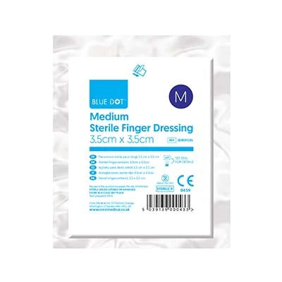 Blue dot finger dressing 3.5cm x 3.5cm (each)