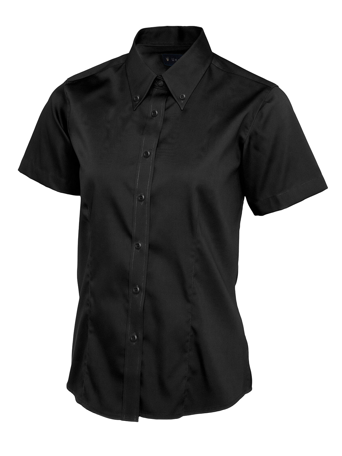 Uc704 - black - small - ladies pinpoint oxford half sleeve shirt