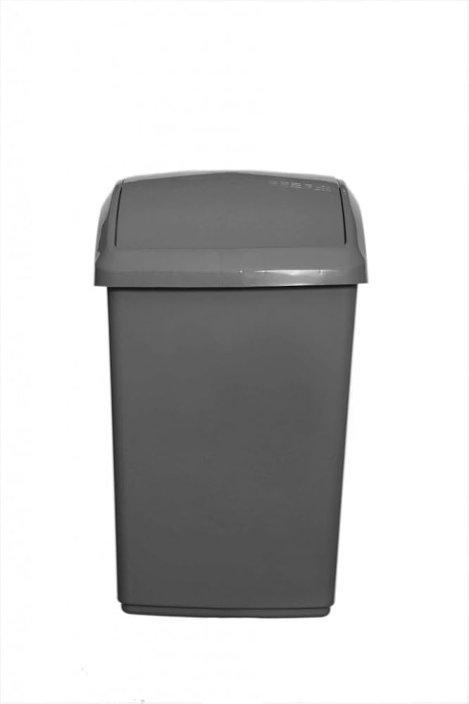 Functional plastic 11 litre square bin, grey, 24x24xh30cm