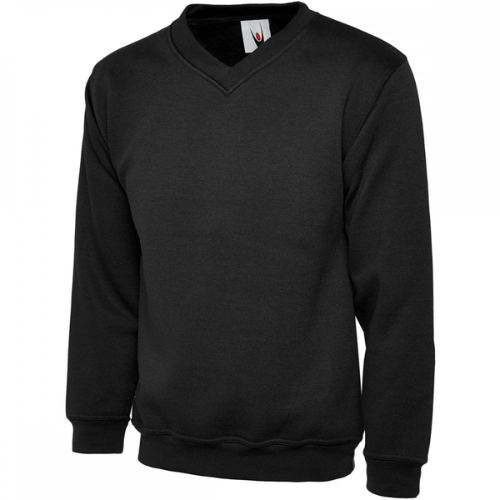 Uc206 - black - 7 yrs - 300gsm childrens classic v-neck sweatshirt