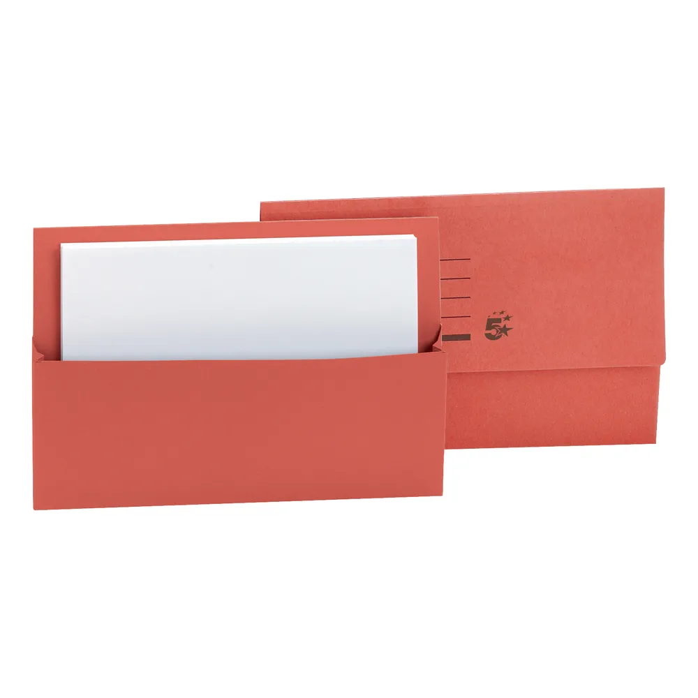 5 star recycled half flap document wallet foolscap 250gsm capacity 32mm red (pack of 50) 297382
