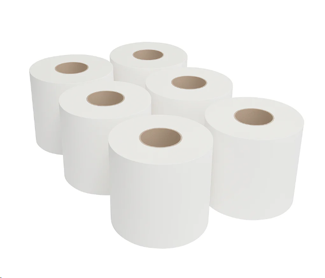 2 ply white 150m centrefeed-flat sheet - case of 6