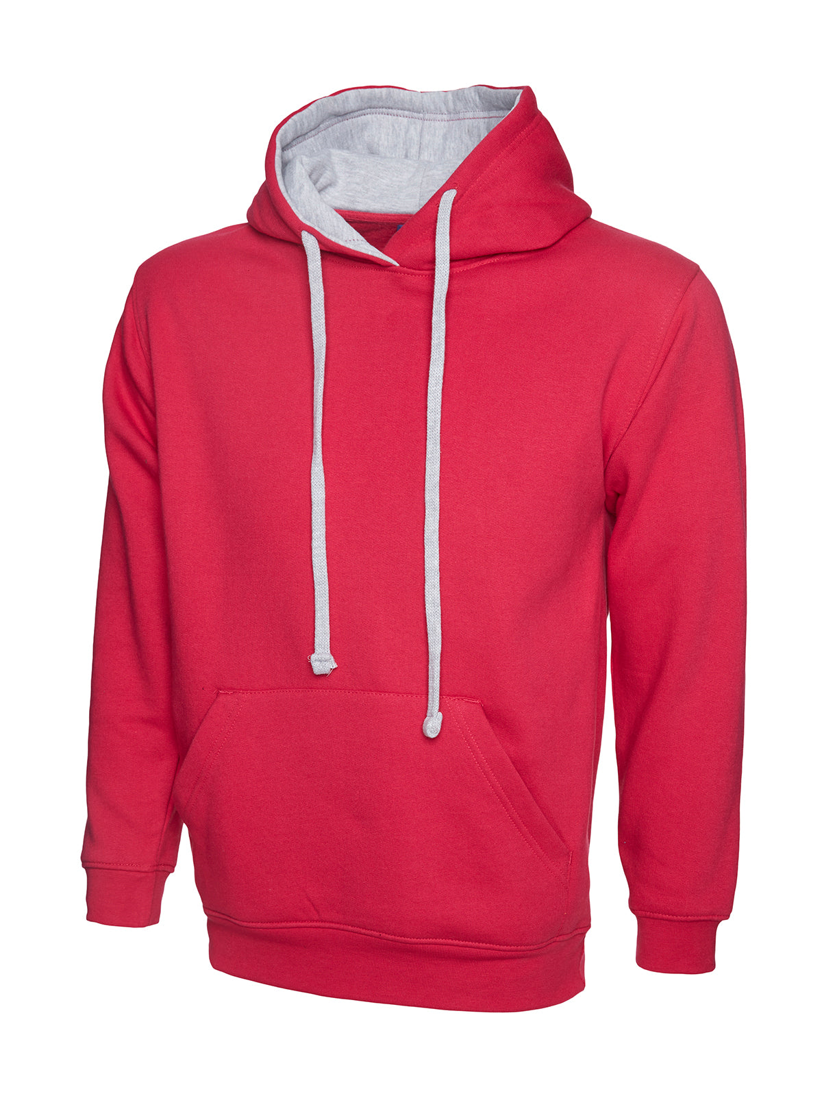 Uc507 - fuchsia/heather grey - med - 300gsm contrast hooded sweatshirt