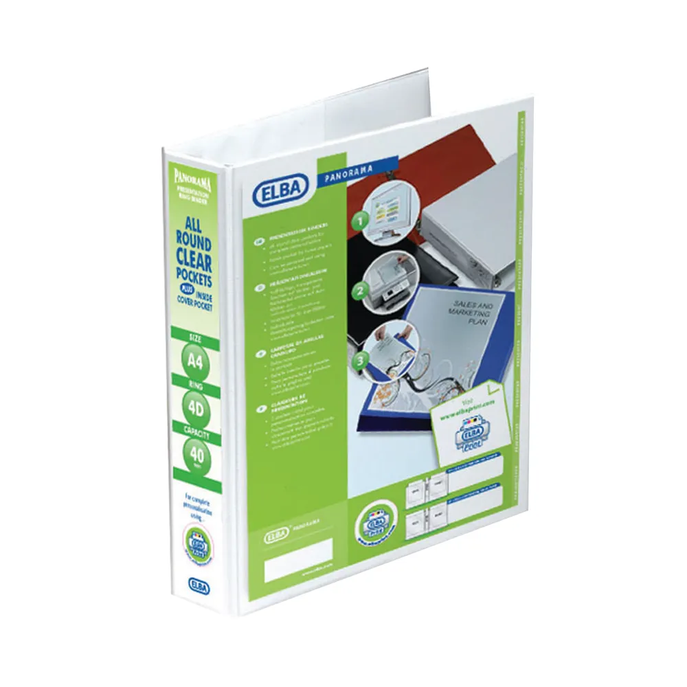 Elba panorama 40mm 4 d-ring presentation binder a4 white 400008419