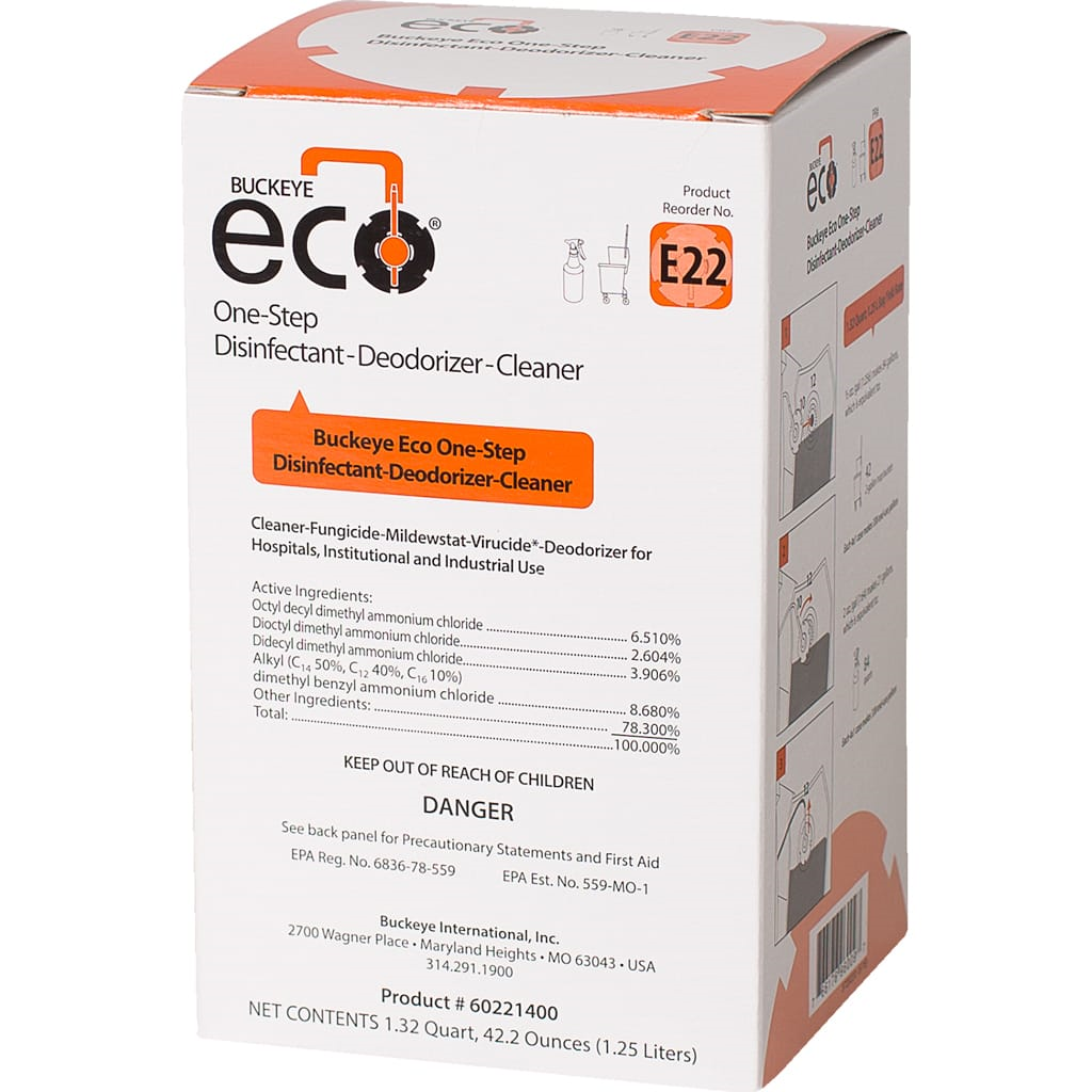 E22 - buckeye eco one step disinfectant deodoriser cleaner - pack of 4