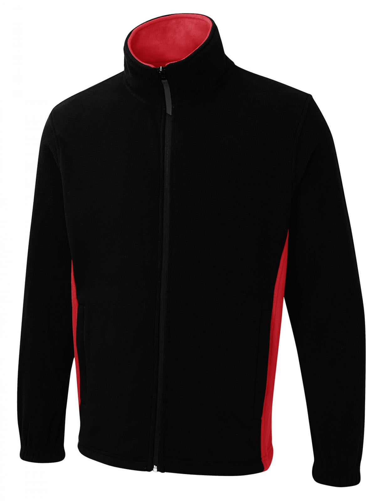 Uc617 - black/red - sm - 280gsm two tone fullzip fleece jacket