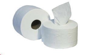 200m centrefeed toilet rolls pure white - pack of 6