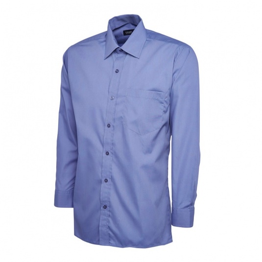 Uc713 - mid blue - 16 - men's tailored fit long sleeve poplin shirt