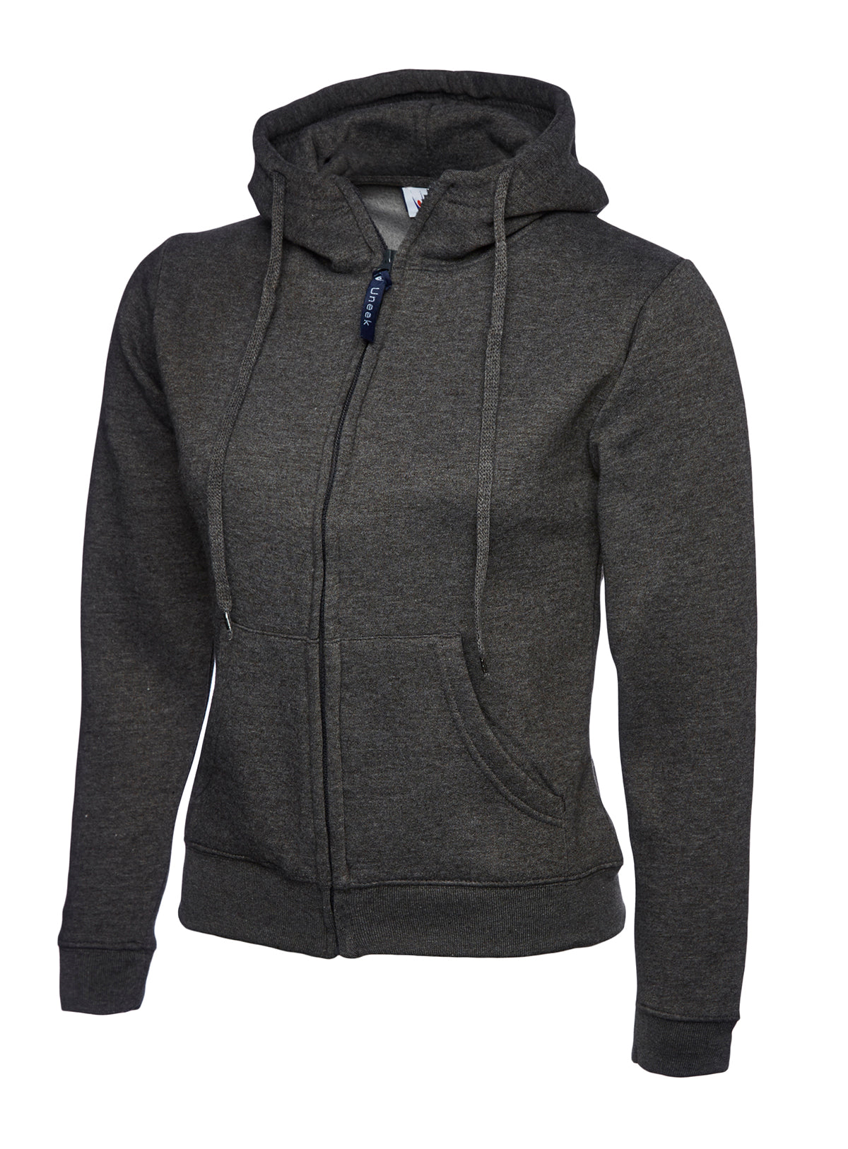 Uc505 - charcoal - large - 300gsm ladies classic full zip hooded sweatshirt