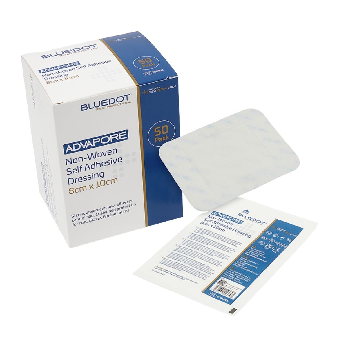 Advapore fabric non-woven adhesive wound dressing 8cm x 10cm (box 50)