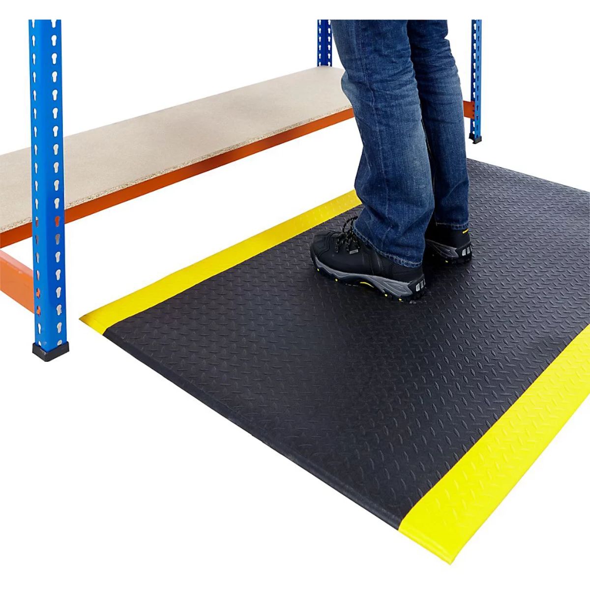 Anti-fatigue safety mat 1200w x 800d mm mm checker plate surface