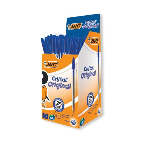 Bic cristal ball pen med blue pack of 50