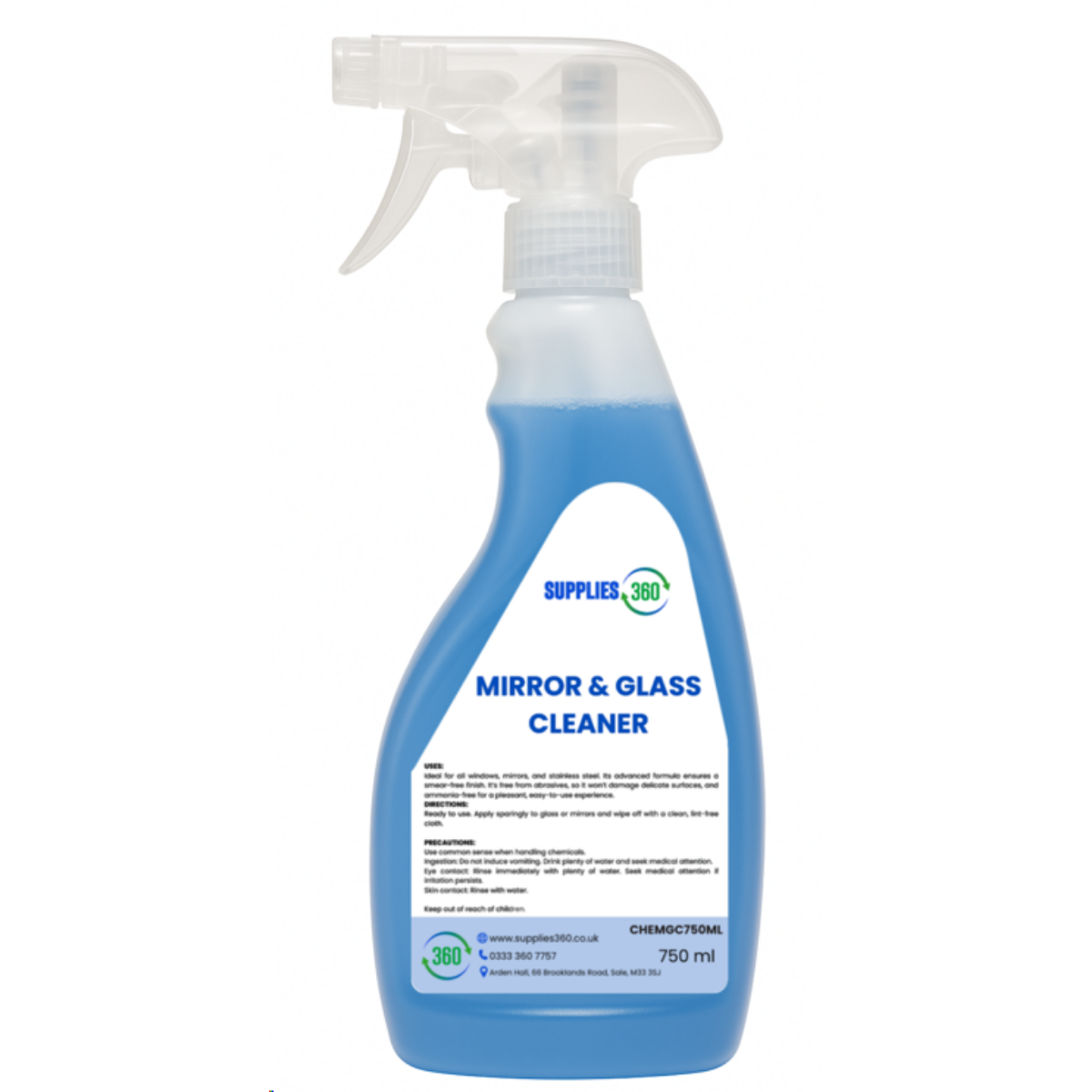 Glass & mirror cleaner 750ml spray bottle 6 pack