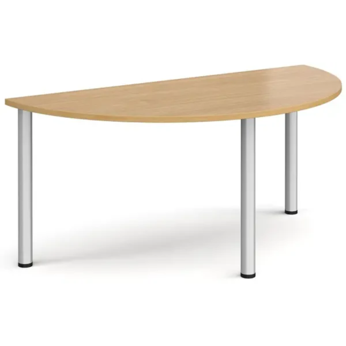 Radial leg semi-circular table 1600mm with silver legs