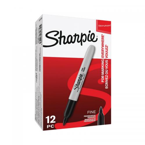 Sharpie permanent marker fine black pack of 12