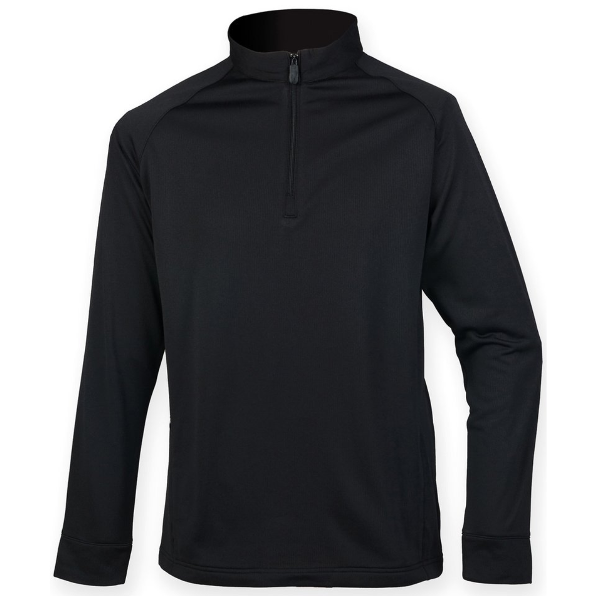 Black 1/4 zip top with wicking finish 