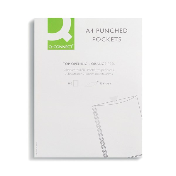 Q-connect punched pockets a4 pack of 100