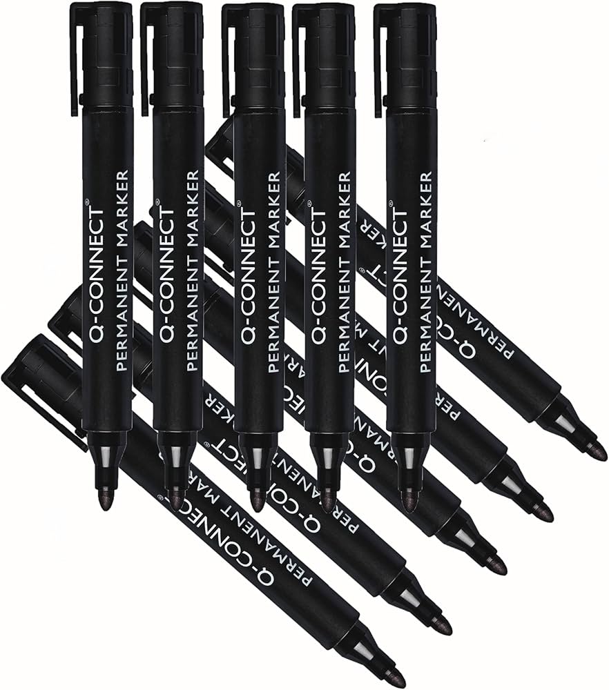 Q-connect permanant marker b/tip black pack of 10