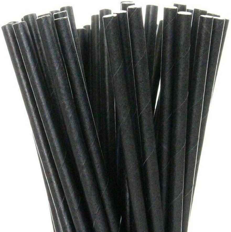 6mm x 200mm black paper straws - pack of 250