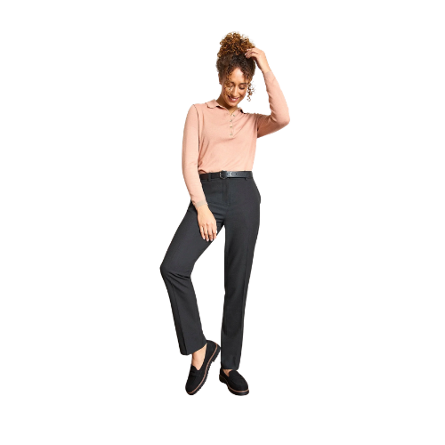 High waisted ladies trousers grey dot                     