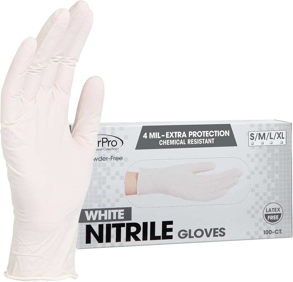 White nitrile gloves - small