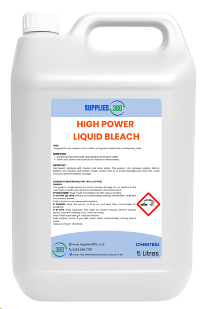 High power liquid bleach 5 litres