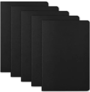 Wbnd notebook ruled a5 black pack of 5