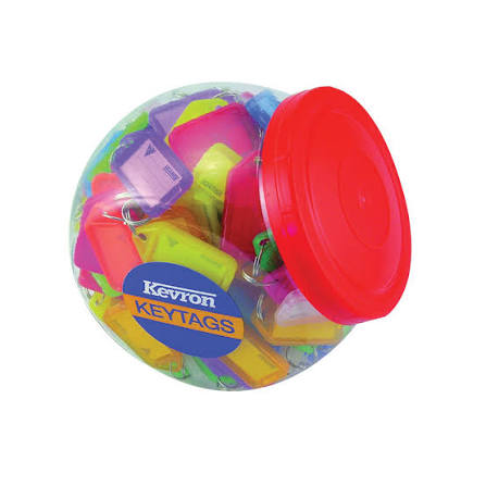 Kevron plastic clicktag key tag large assorted tub (pack of 150)