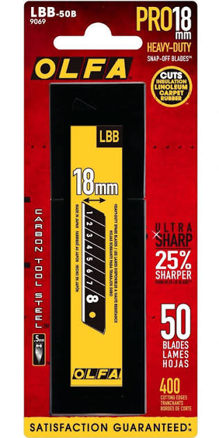 Olfa® 18mm steel snap-off blades: 50 blade pack