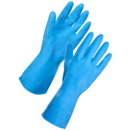 Blue latex household rubber gloves - small 